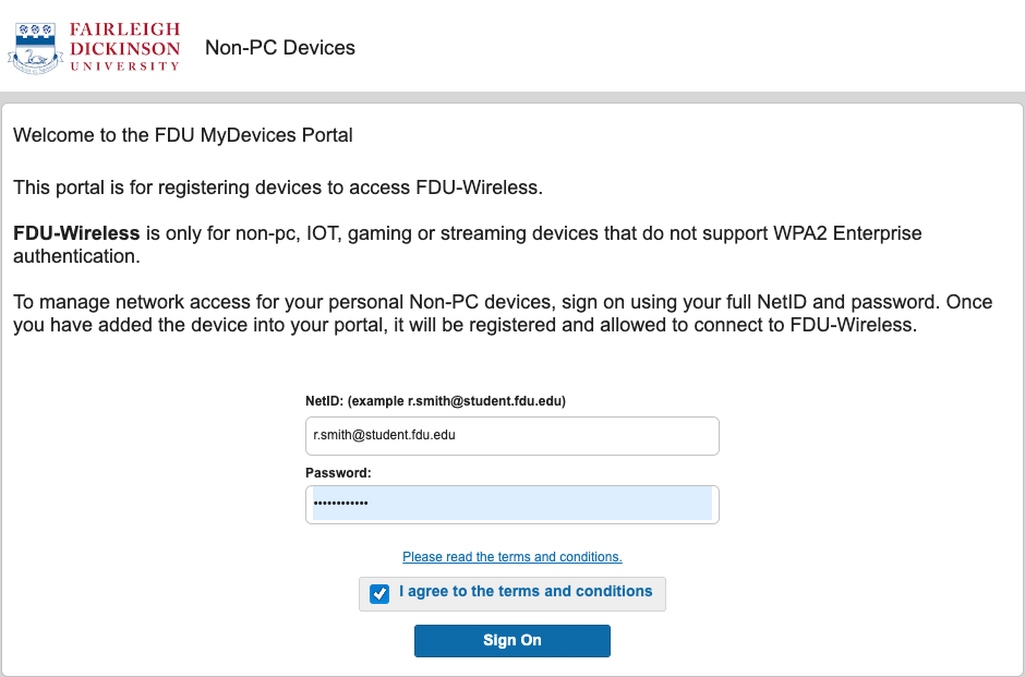 Connecting A Non PC Device To Wi Fi Fairleigh Dickinson University IT