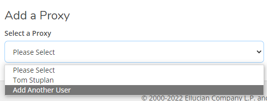 Add a Proxy menu with Add Another User selected