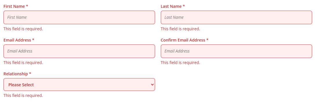 Proxy information form showing required fields